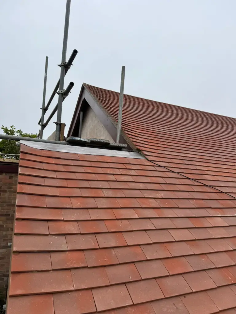 Gable end red tile roof detail