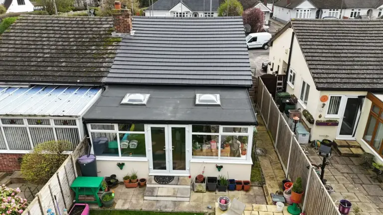 Grey roof extension with rooflights